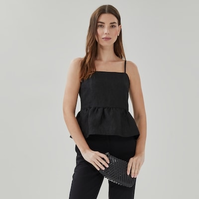 Camisole à basque en jacquard - Noir JF