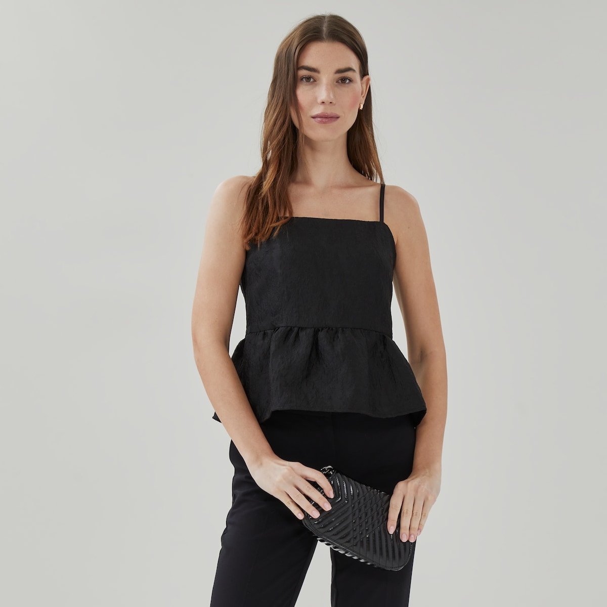 Jacquard Peplum Cami - Jf Black