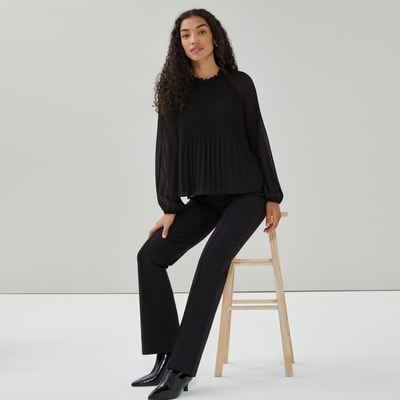 Chiffon Pleated Blouse - JF Black