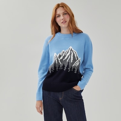 Festive Mountain Knit Sweater - Light Blue