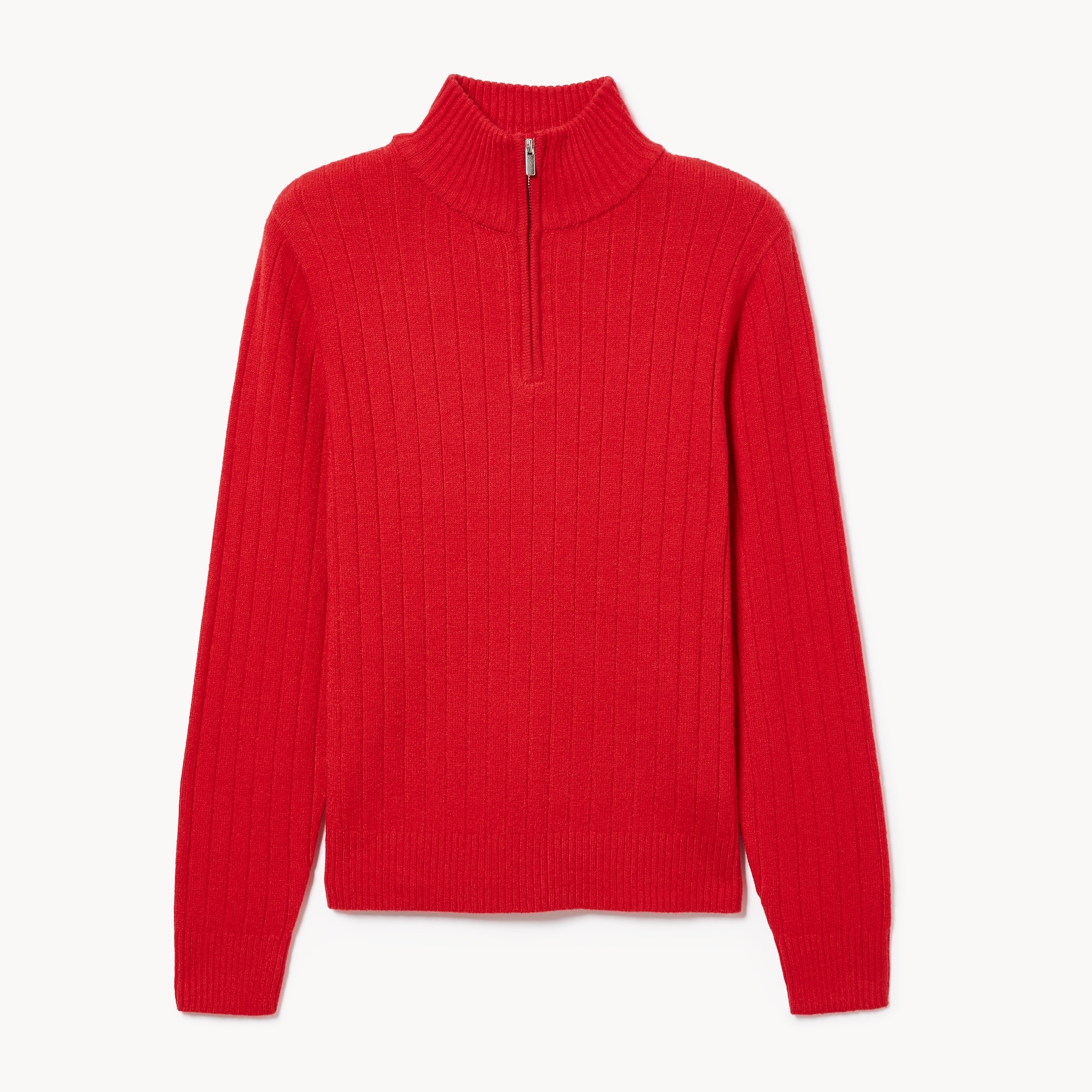 Ribbed Quarter-Zip Pullover in Red from Joe Fresh