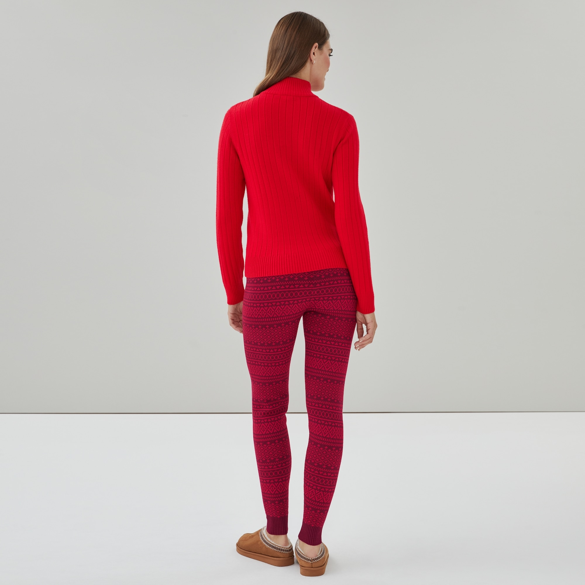 Ribbed Quarter-Zip Pullover in Red from Joe Fresh