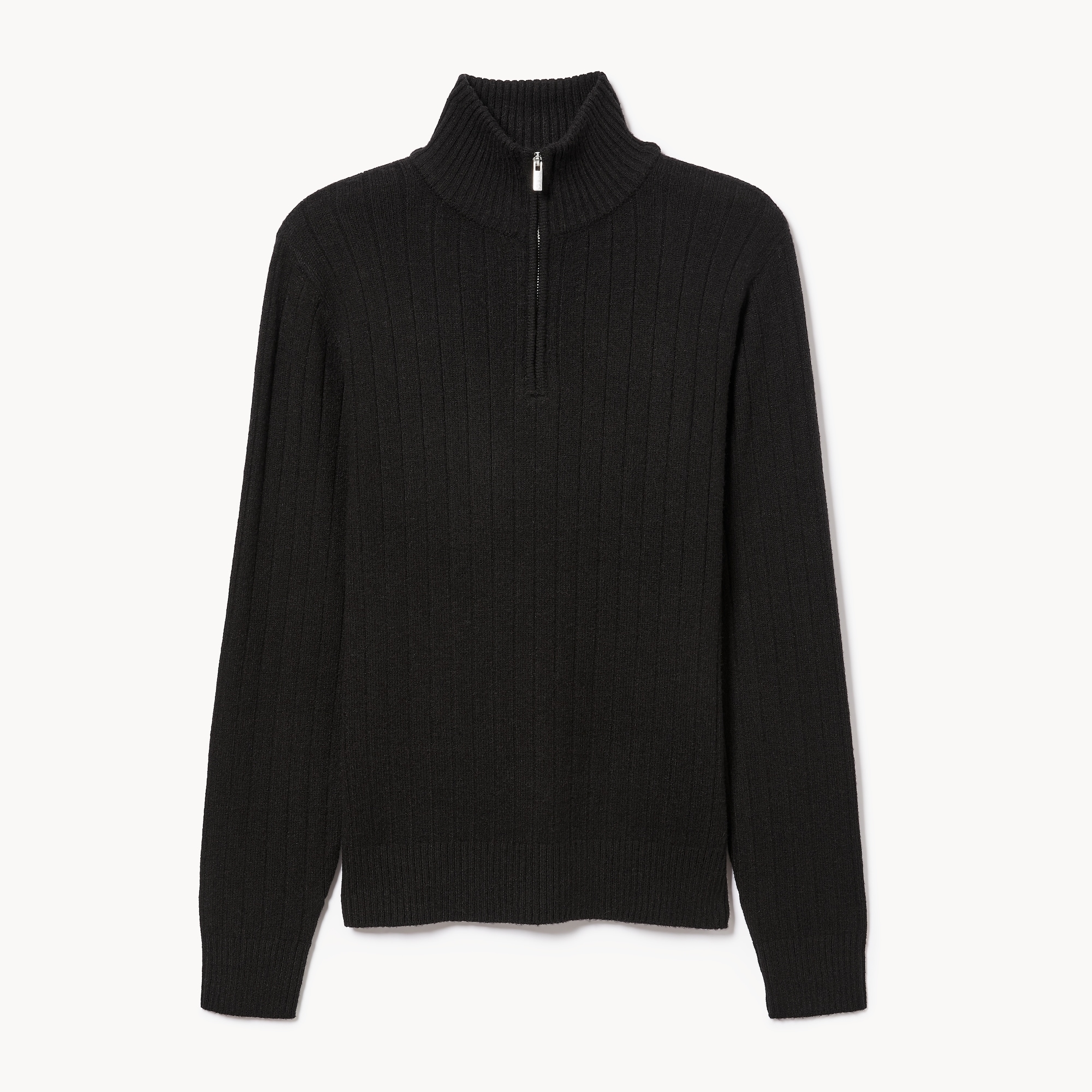 Ribbed Quarter-Zip Pullover in JF Black from Joe Fresh