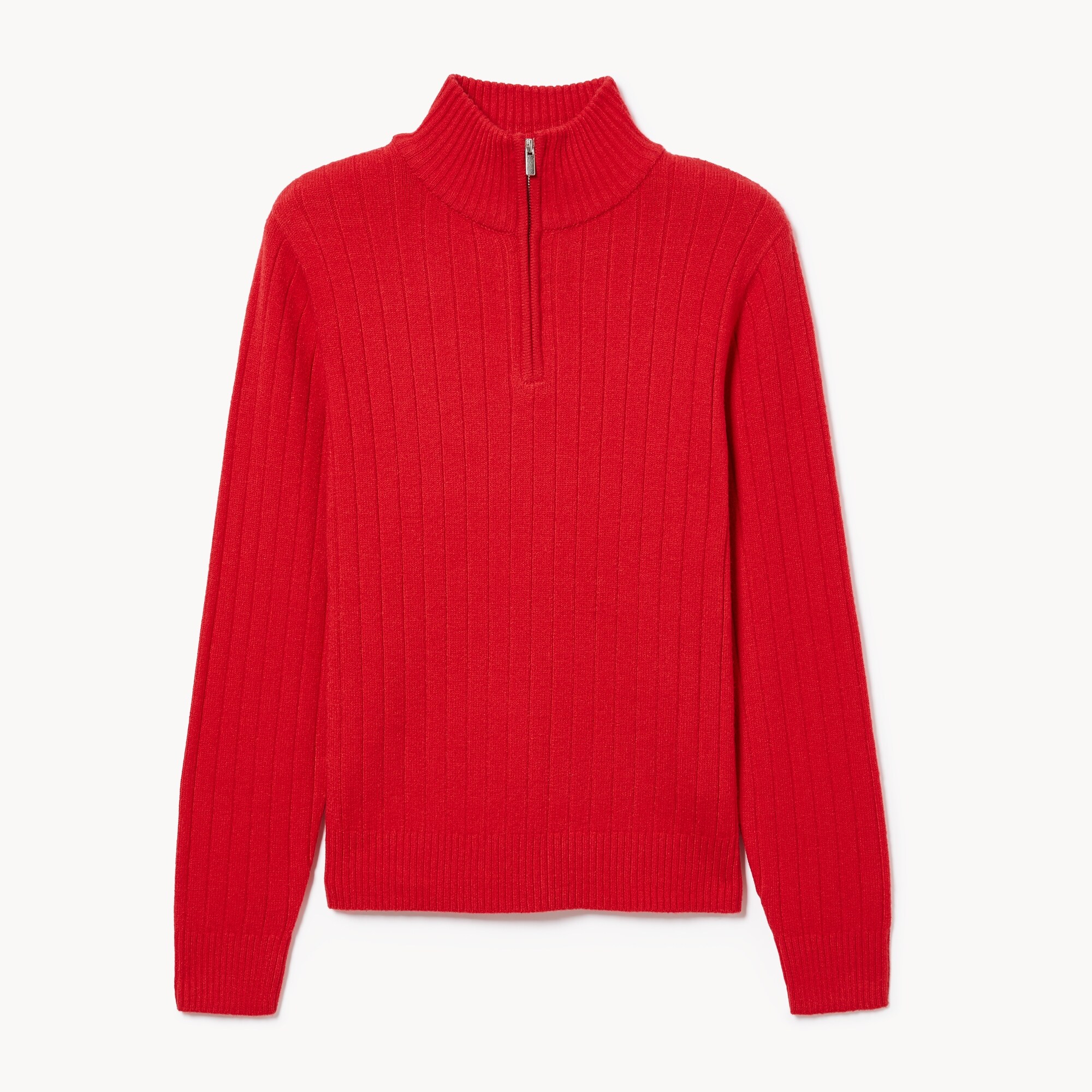 Ribbed Quarter-Zip Pullover in Red from Joe Fresh