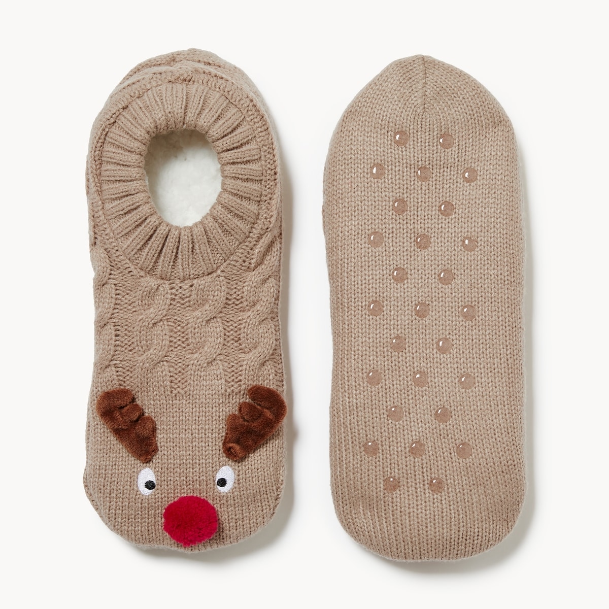 Embroidered Low-Cut Slipper Socks - Sand