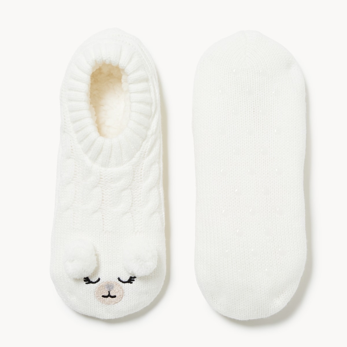 Embroidered Low-Cut Slipper Socks - White