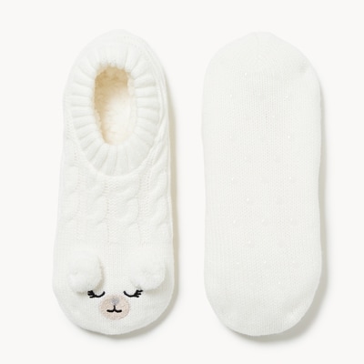Embroidered Low-Cut Slipper Socks - White