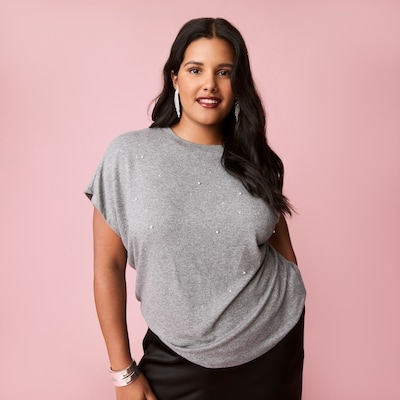 Embellished T-Shirt - Grey Mix