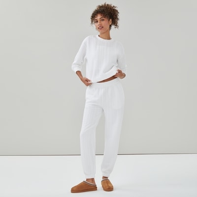 Pantalon sport matelassé en molleton - Blanc