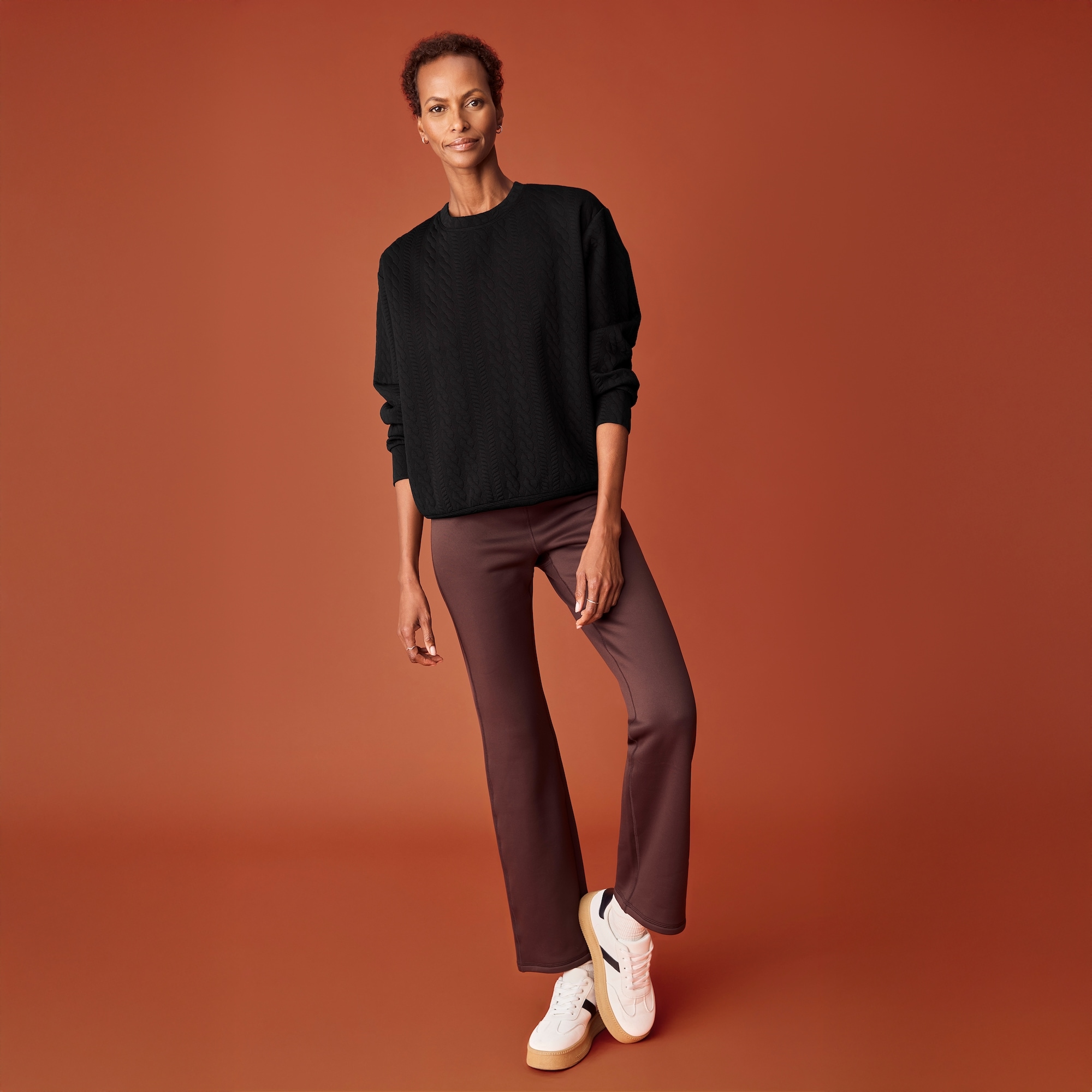 Active Quilted Sweatshirt in Black from Joe Fresh