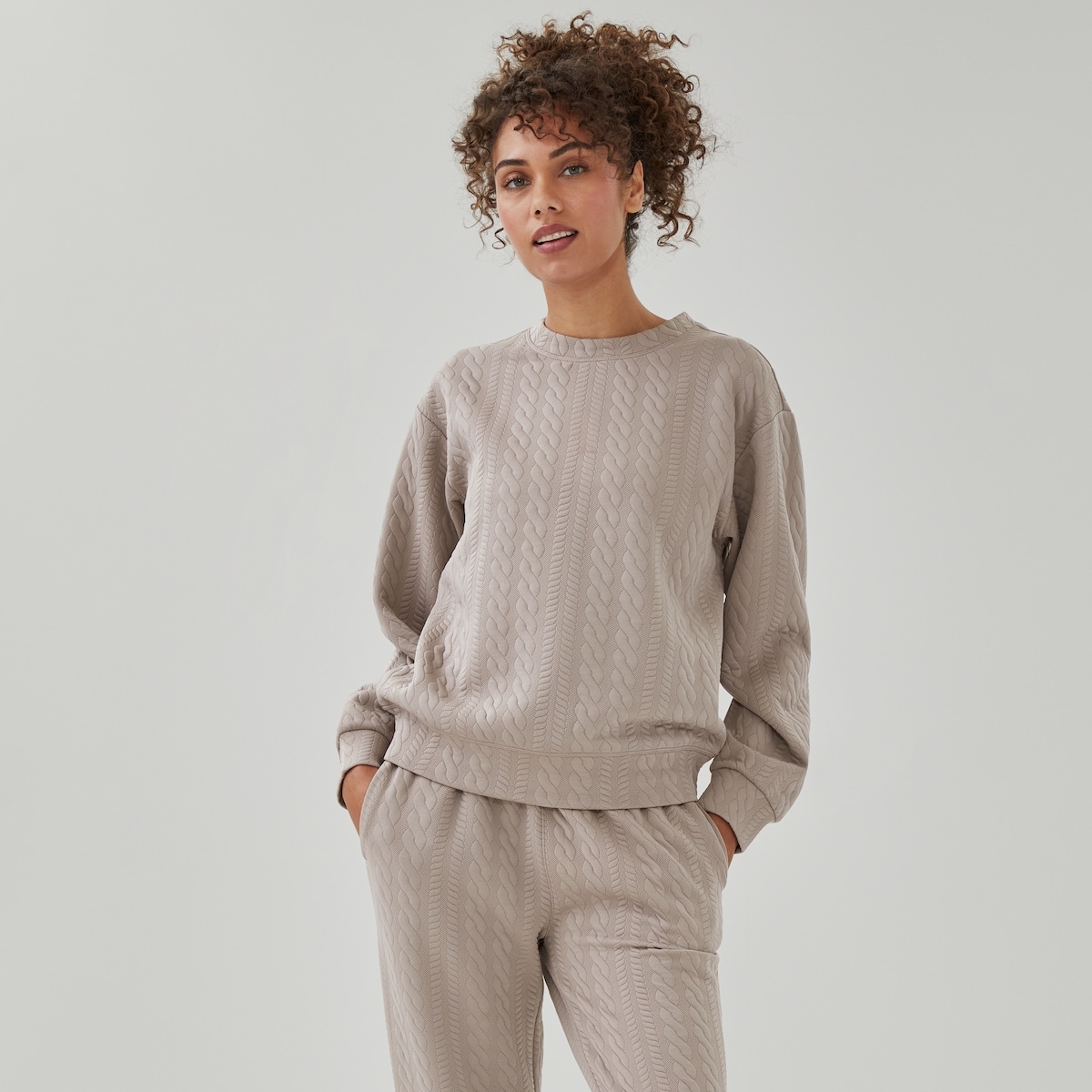 Chandail sport matelass en molleton - Brun Ple