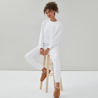 Chandail sport matelassé en molleton - Blanc