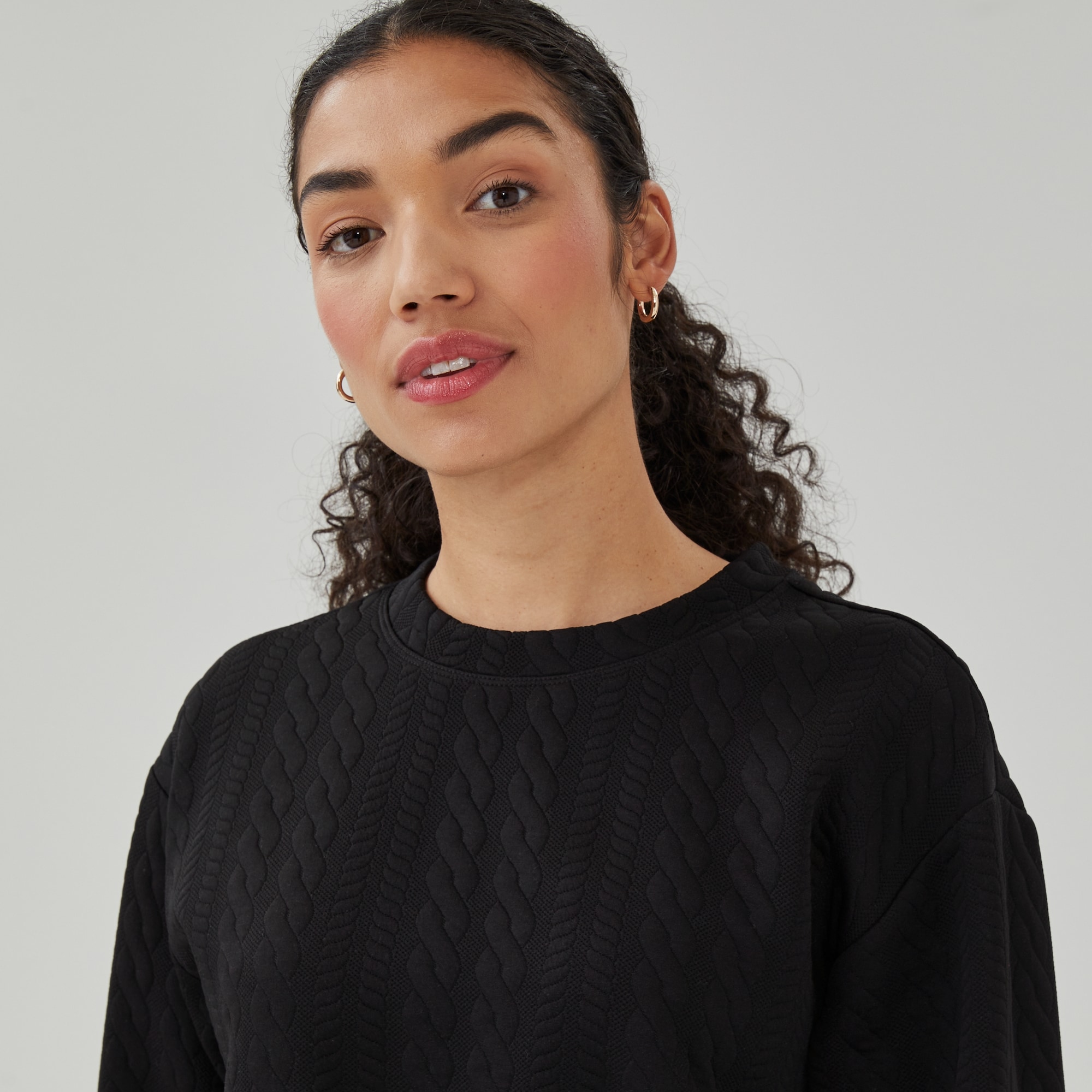 Active Quilted Sweatshirt in Black from Joe Fresh