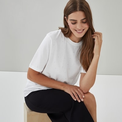 Embellished Cotton T-Shirt - Bright White