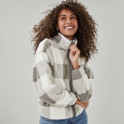 Veste imprimée en molleton effet peau de mouton - Brun Pâle