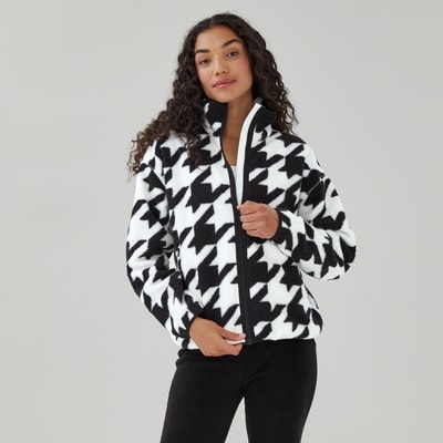 Veste imprimée en molleton effet peau de mouton - Noir