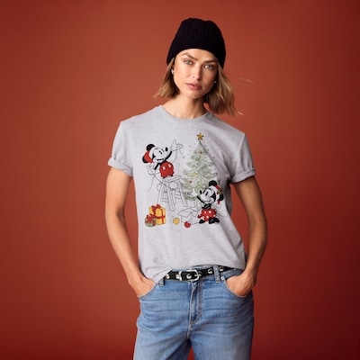 Disney Mickey and Minnie Mouse T-Shirt - Light Grey Mix