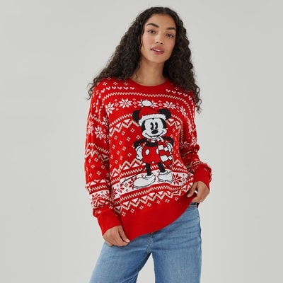 Chandail en tricot des Fêtes Mickey Mouse Disney - Rouge