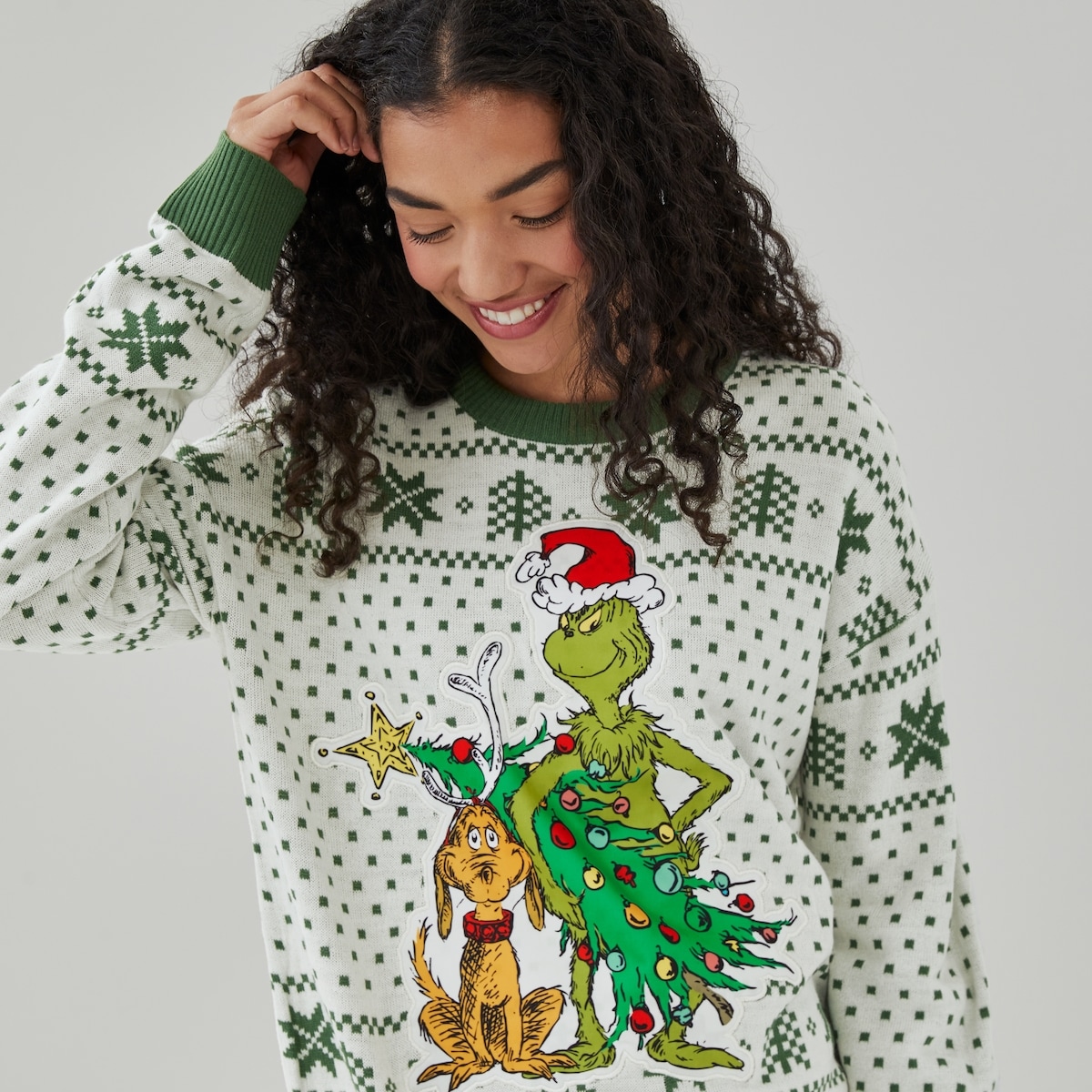 Grinch Festive Graphic Sweater - Cream