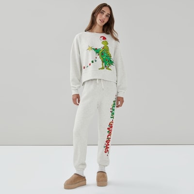 Grinch Festive Graphic Sweatshirt - Light Oat Mix