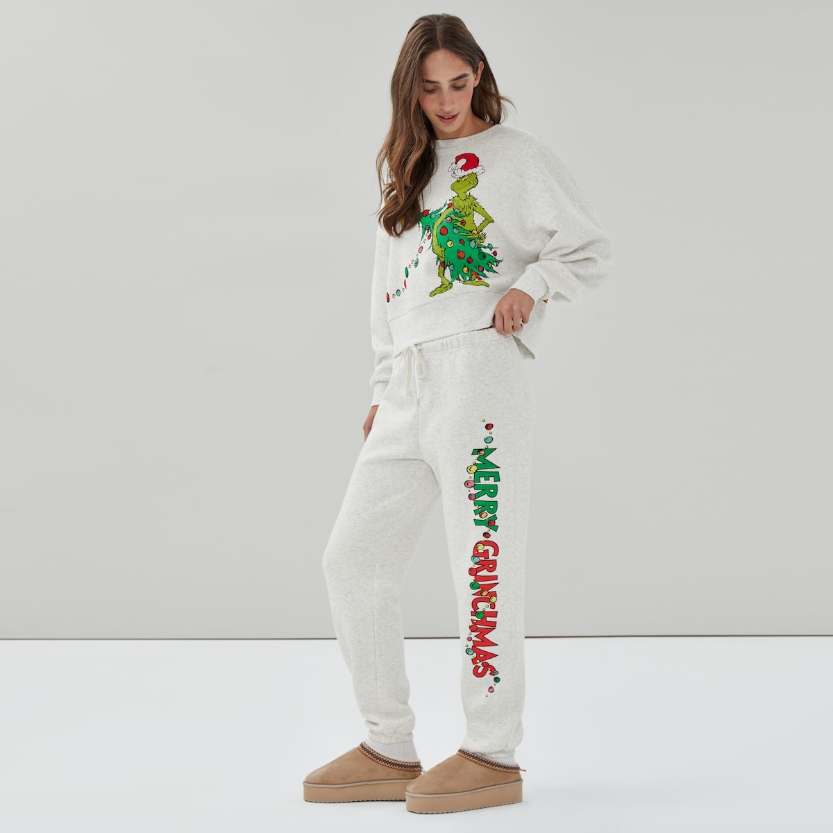 Pantalon de jogging de style festif, Grincheux - Mlange Avoine Ple