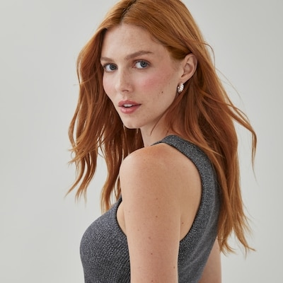 Lurex Ribbed Tank Top - Black