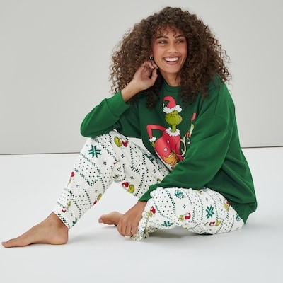 Grinch Festive Sleep Pant - Cream