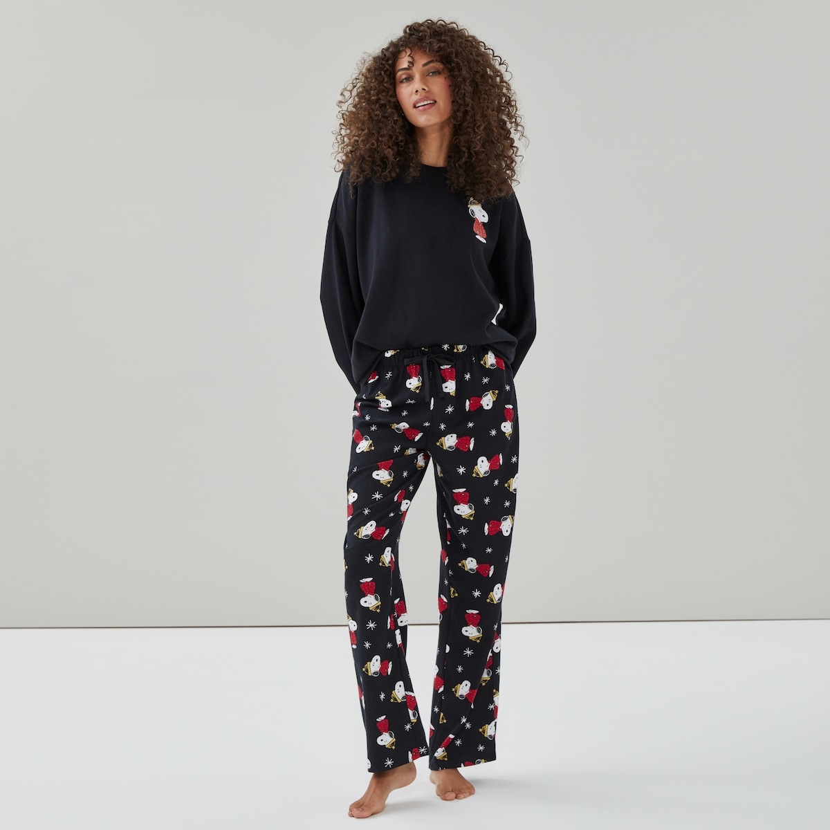 Pantalon de nuit festif, Snoopy de Peanuts - Noir