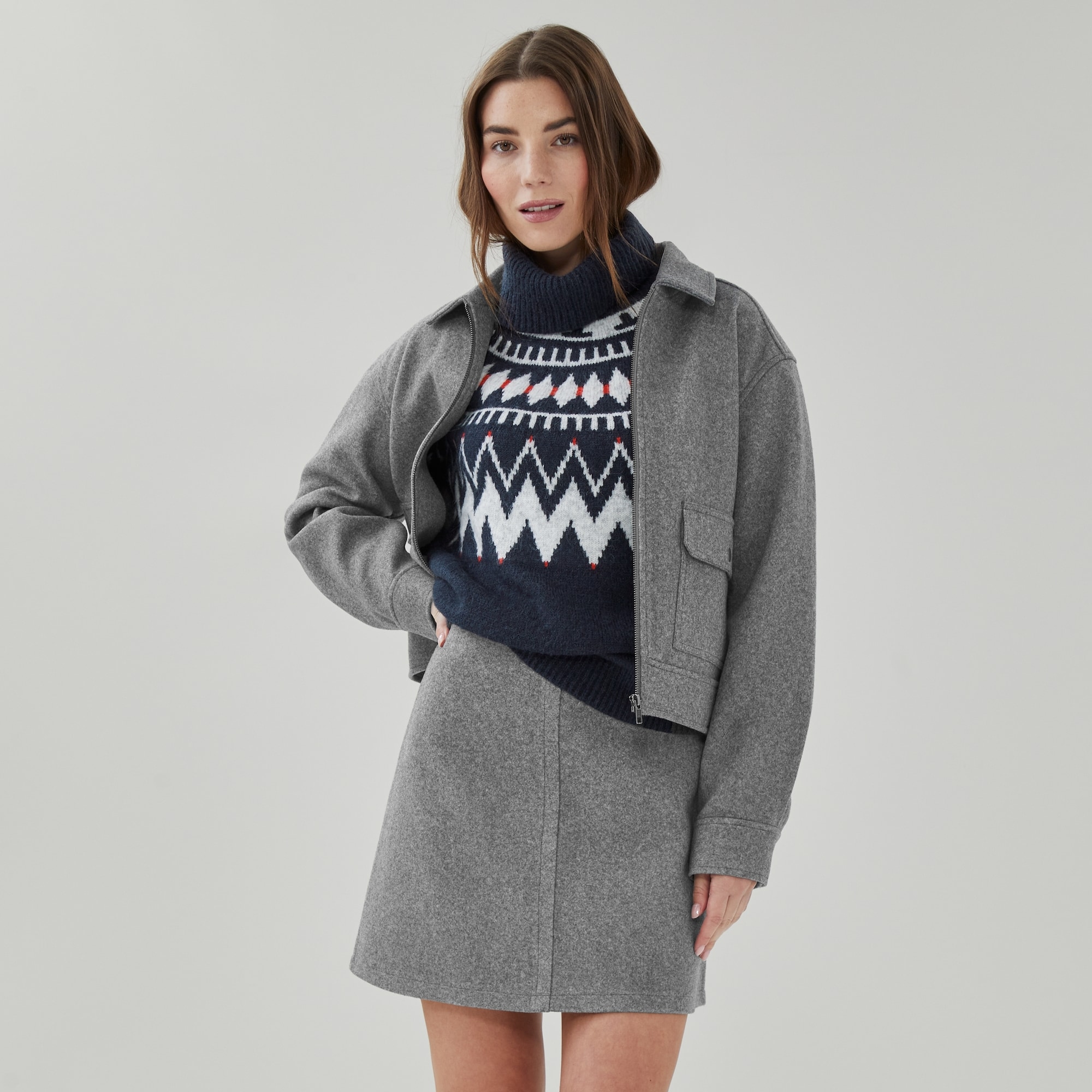 Melton Mini Skirt in Grey Mix from Joe Fresh