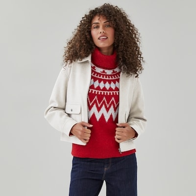 Veste chemise courte en laine melton - Brun Pâle Vigoureux