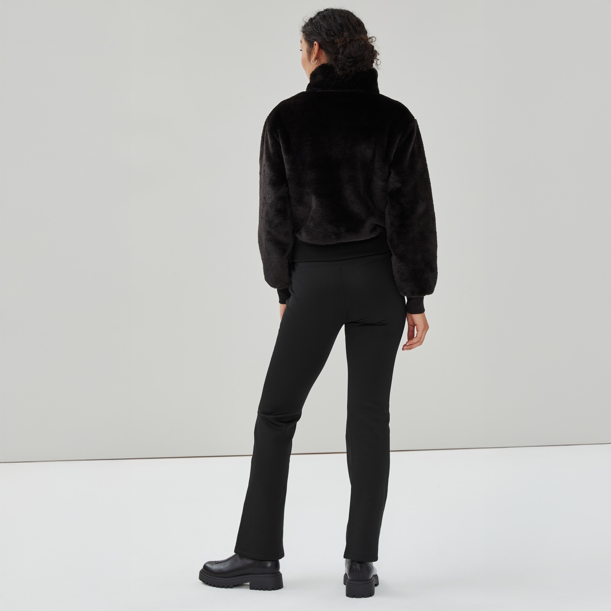 Women+ Active Faux Fur Zip-Up Jacket in Black from Joe Fresh