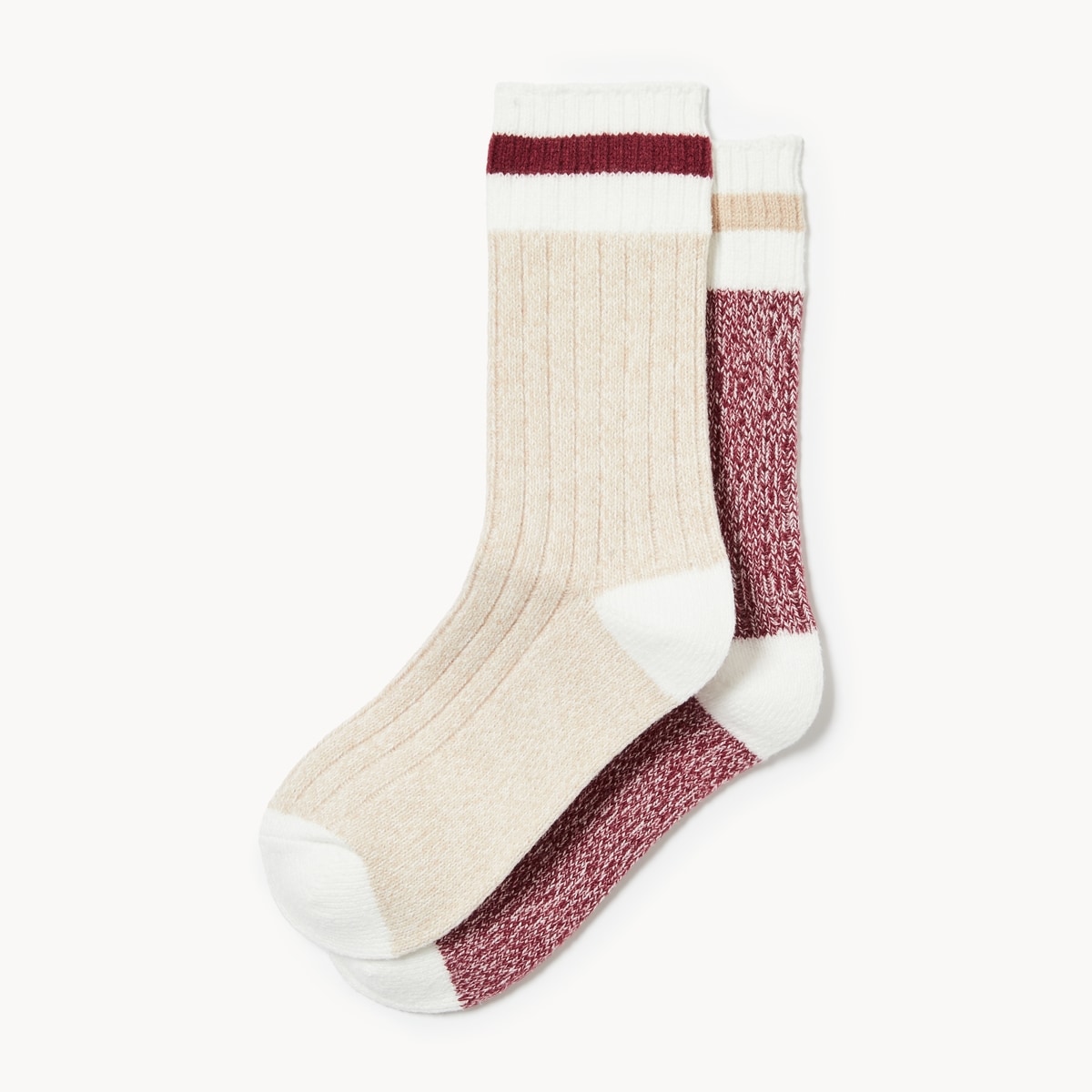 2-Pack Ultra Soft Ribbed Crew Socks - Oatmeal