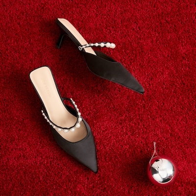 Talons à bride perlée - Noir