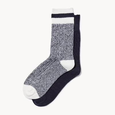 2-Pack Ultra Soft Cable Crew Socks - Navy