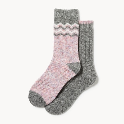 2-Pack Fair Isle Thermal Crew Socks - Pink