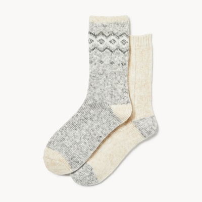 2-Pack Fair Isle Thermal Crew Socks - Grey