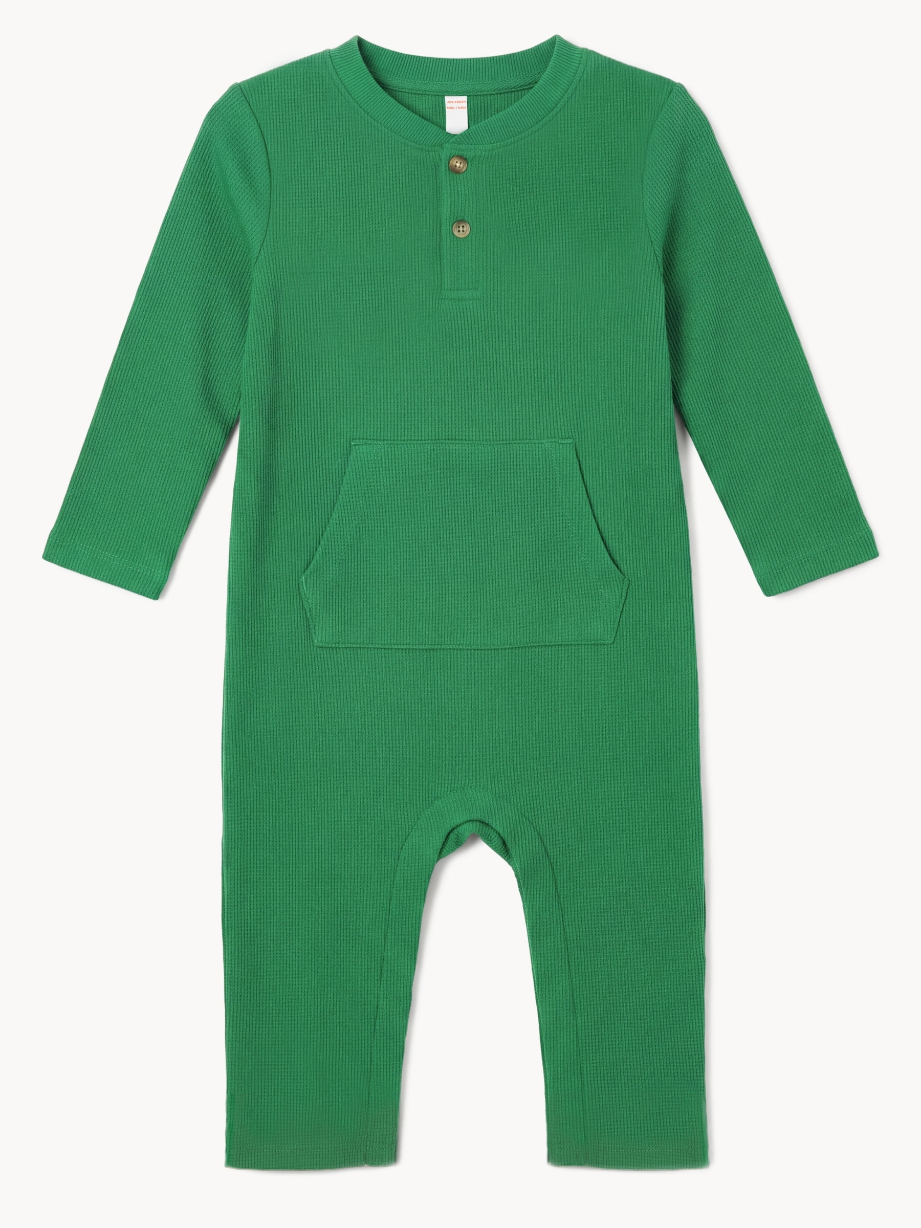 Baby Boys' Waffle-Knit Henley Romper