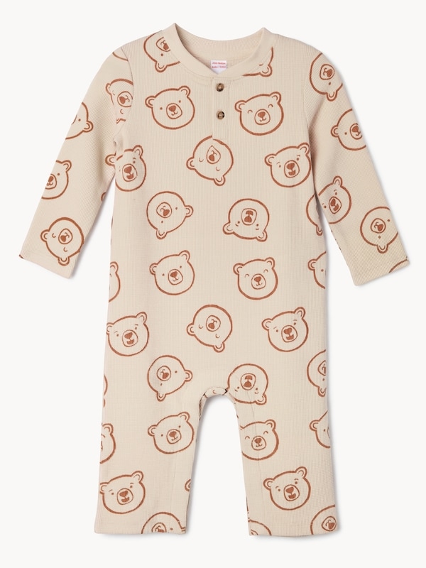 Joe Fresh Baby Boys' Waffle-Knit Henley Romper 1 ea, $19.00/1ea