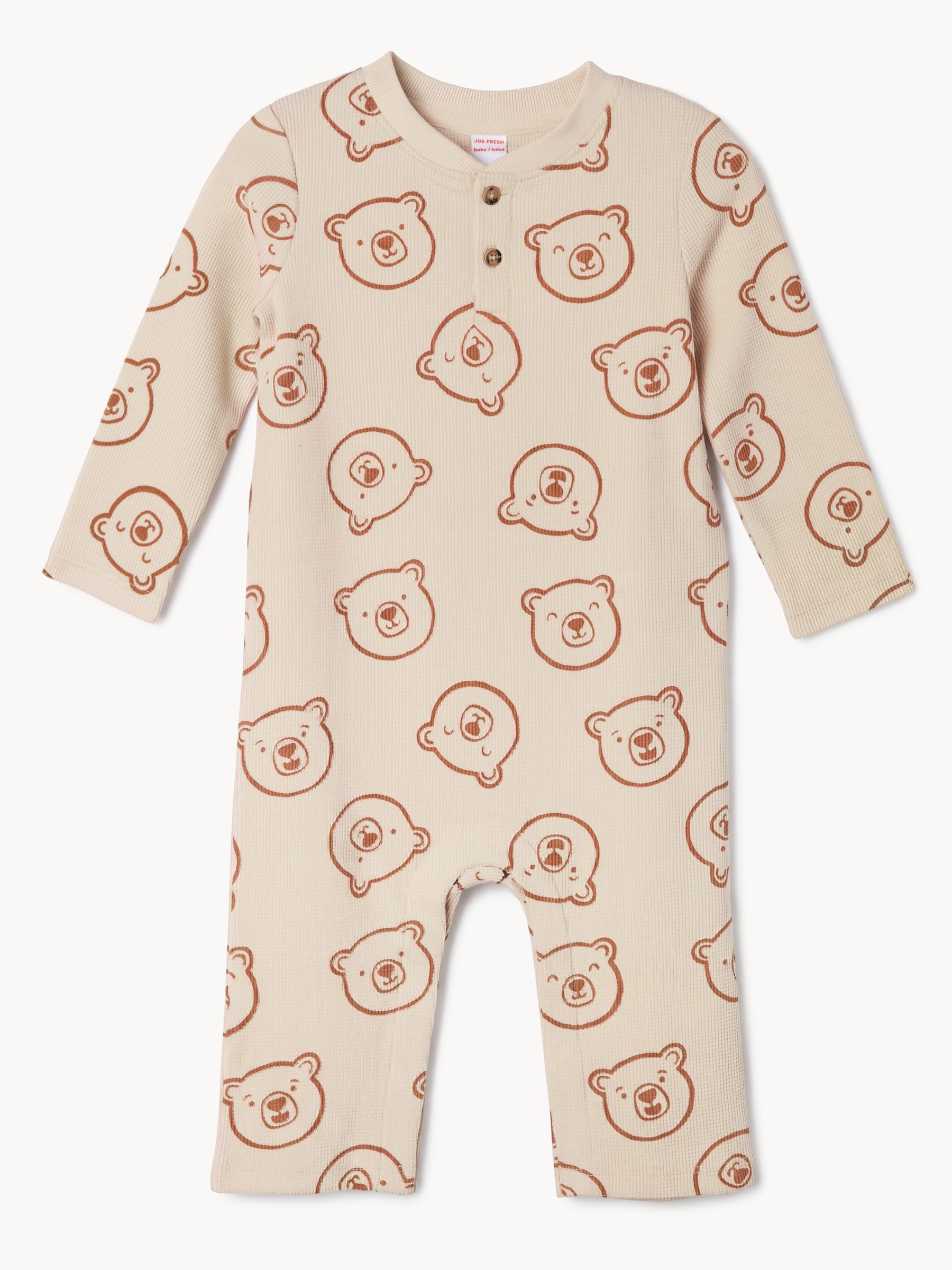 Baby Boys' Waffle-Knit Henley Romper