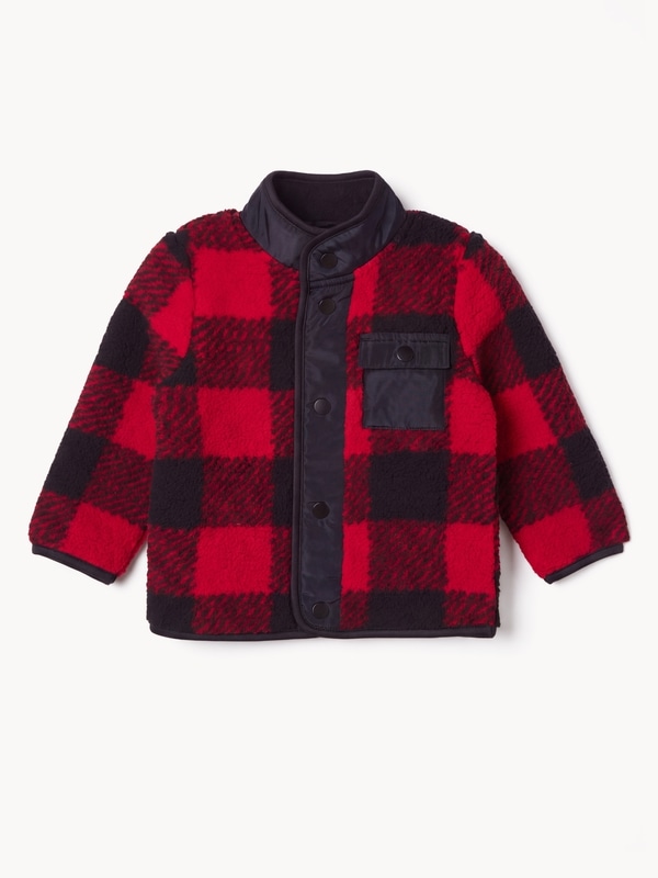 Baby Boys' Teddy Fleece Jacket - Red