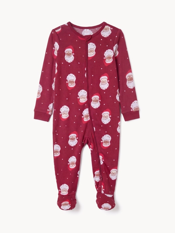 Baby Printed Footed Sleeper - Dark Red