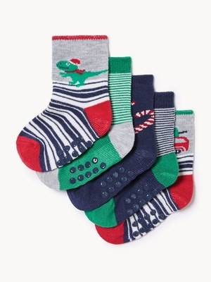 Baby Boys' 5-Pack Holiday Crew Socks - Multi