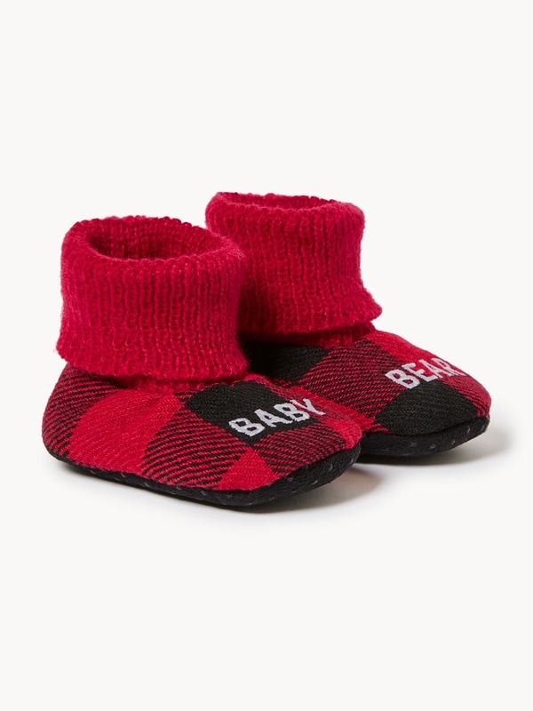 Baby Boys' Buffalo Plaid Slipper Socks