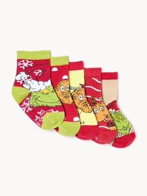 Baby Boys' Grinch Crew Socks - Bright Red
