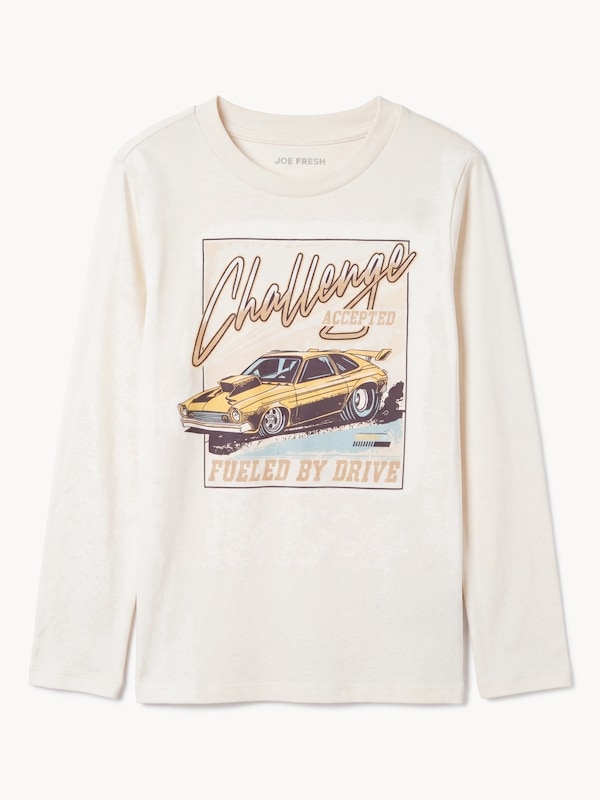 Kid Boys' Graphic Long Sleeve Top - Off White