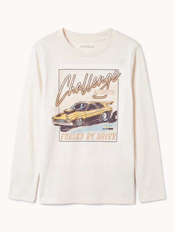 Kid Boys' Graphic Long Sleeve Top - Off White
