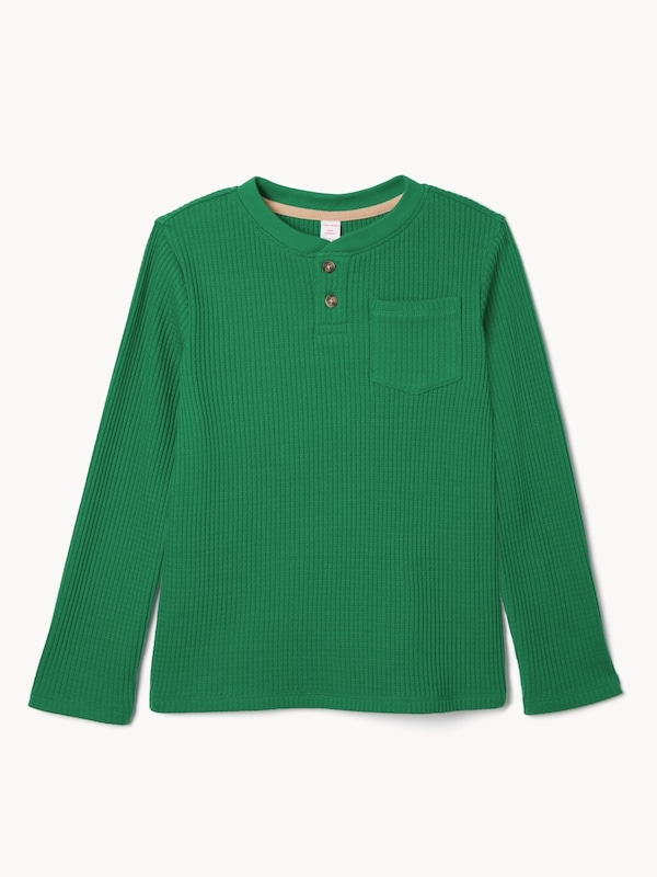 Chemise Henley en tricot gaufré, garçons - Vert