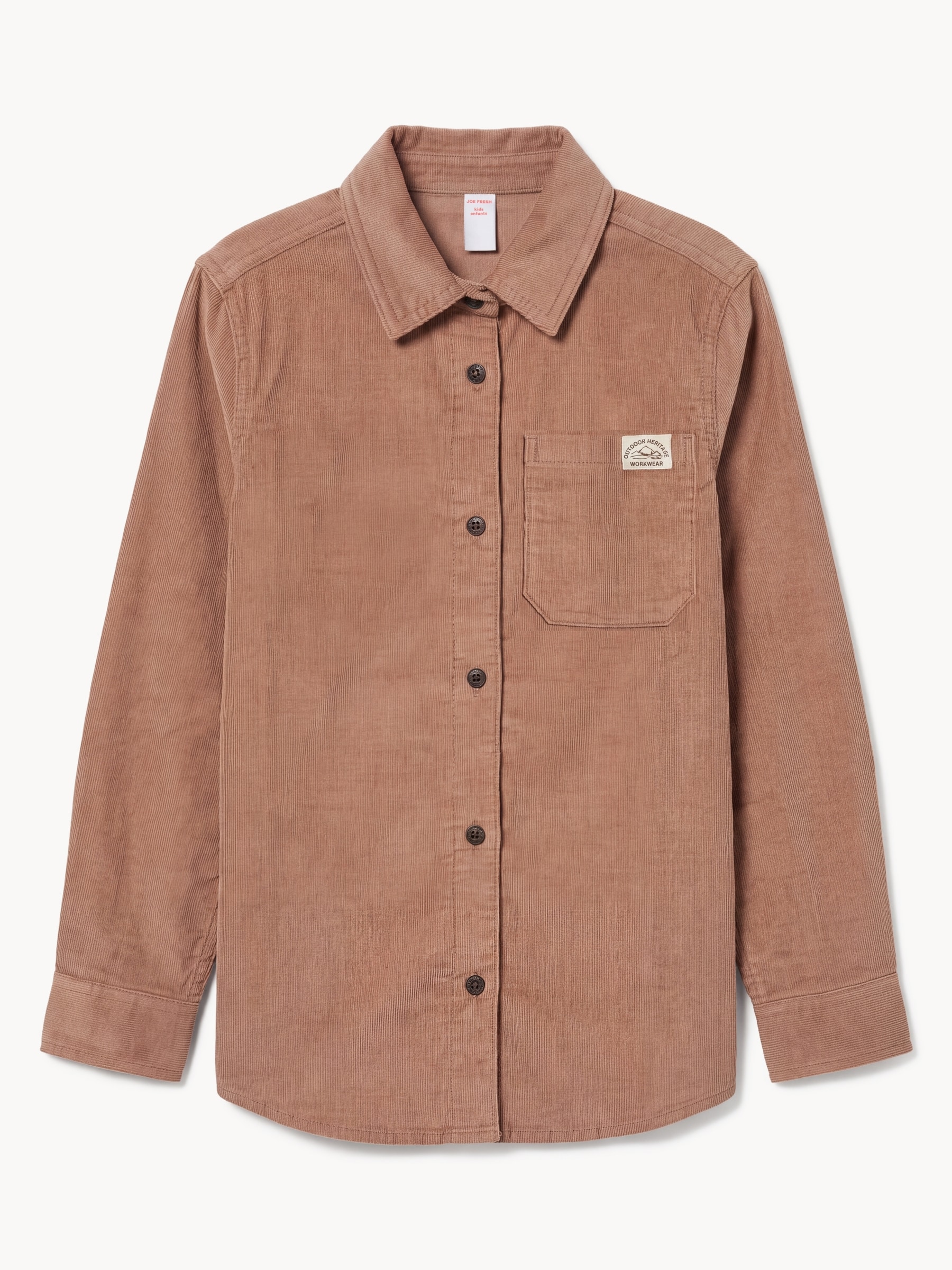 Chemise boutonnée en velours côtelé, garçons
