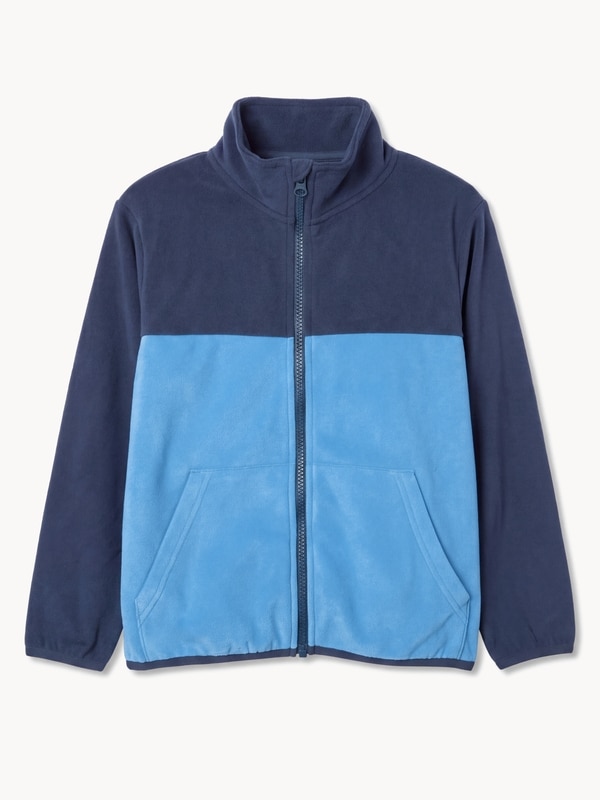 Kid Boys' Microfleece Colour Block Jacket - Bright Blue