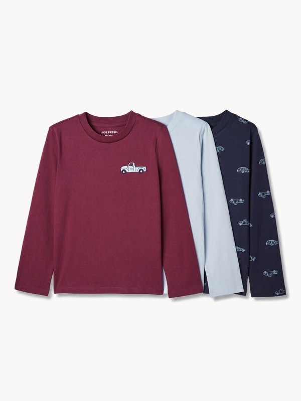 Kid Boys' 3-Pack Long Sleeve Top - Burgundy